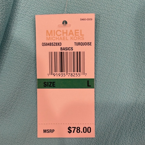 NWT Michael Kors turquoise top blouse with drape. Size Large. - Picture 5 of 5